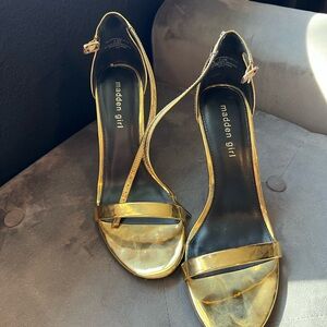 Madden Girl Shiny Gold Heels